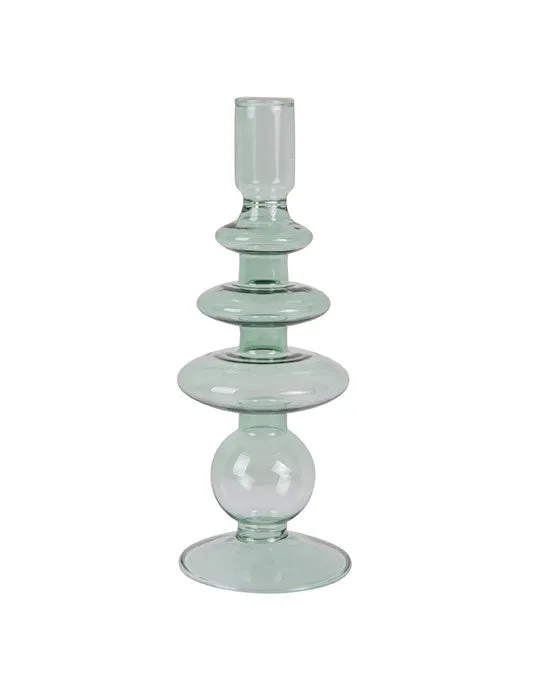 Candle holder Glass Art Rings Large Green