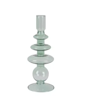 Candle holder Glass Art Rings Large Green