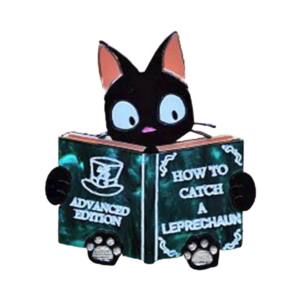 Catch A Leprechaun Book Cat Brooch by Cherryloco Jewellery