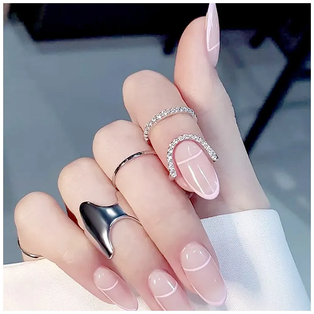 Chicmy-Gothic Metal Line Thin Nail Rings Daily Fingertip Protective Cover Trendy Ring