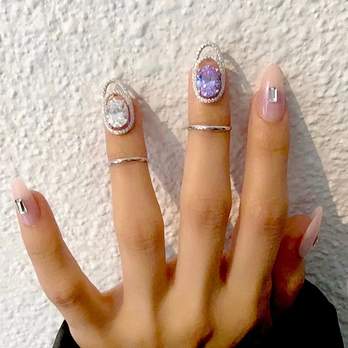 Chicmy-Gothic Metal Line Thin Nail Rings Daily Fingertip Protective Cover Trendy Ring