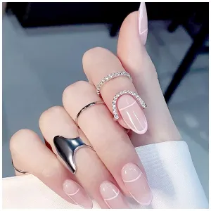 Chicmy-Gothic Metal Line Thin Nail Rings Daily Fingertip Protective Cover Trendy Ring