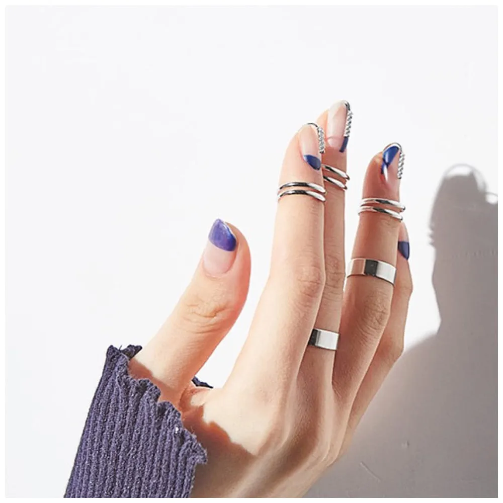 Chicmy-Gothic Metal Line Thin Nail Rings Daily Fingertip Protective Cover Trendy Ring