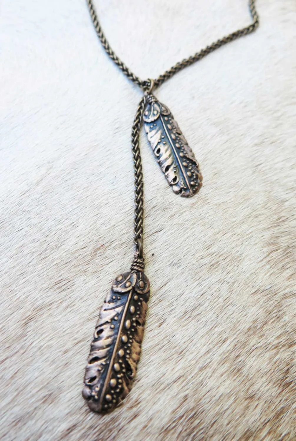 Cielo Feather Lariat Necklace