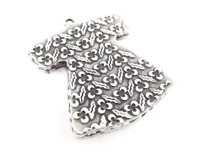 Cintemani Detailed Ottoman Caftan Pendant Tray Cabochon Setting - Flat Edge -  Matte Anitque Silver Plated