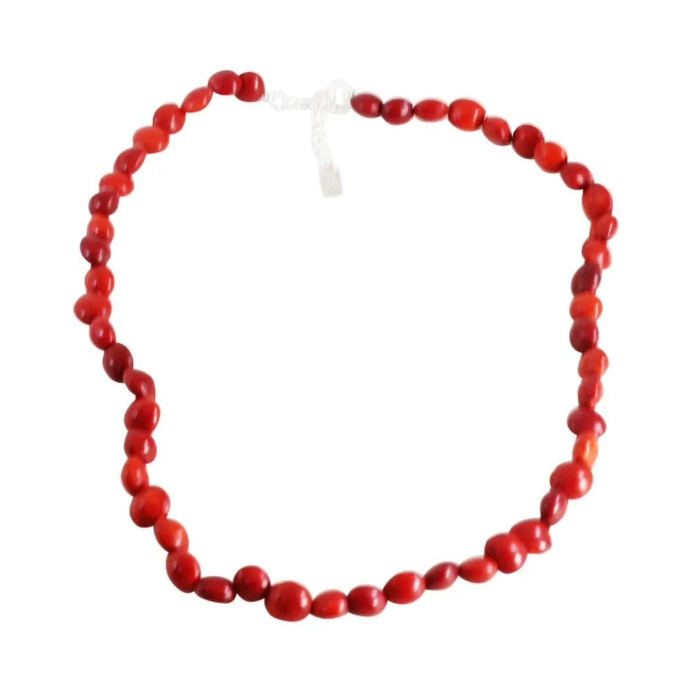 Classic Red Good Luck Necklace for Women w/Meaningful Seed Beads 16"-18"