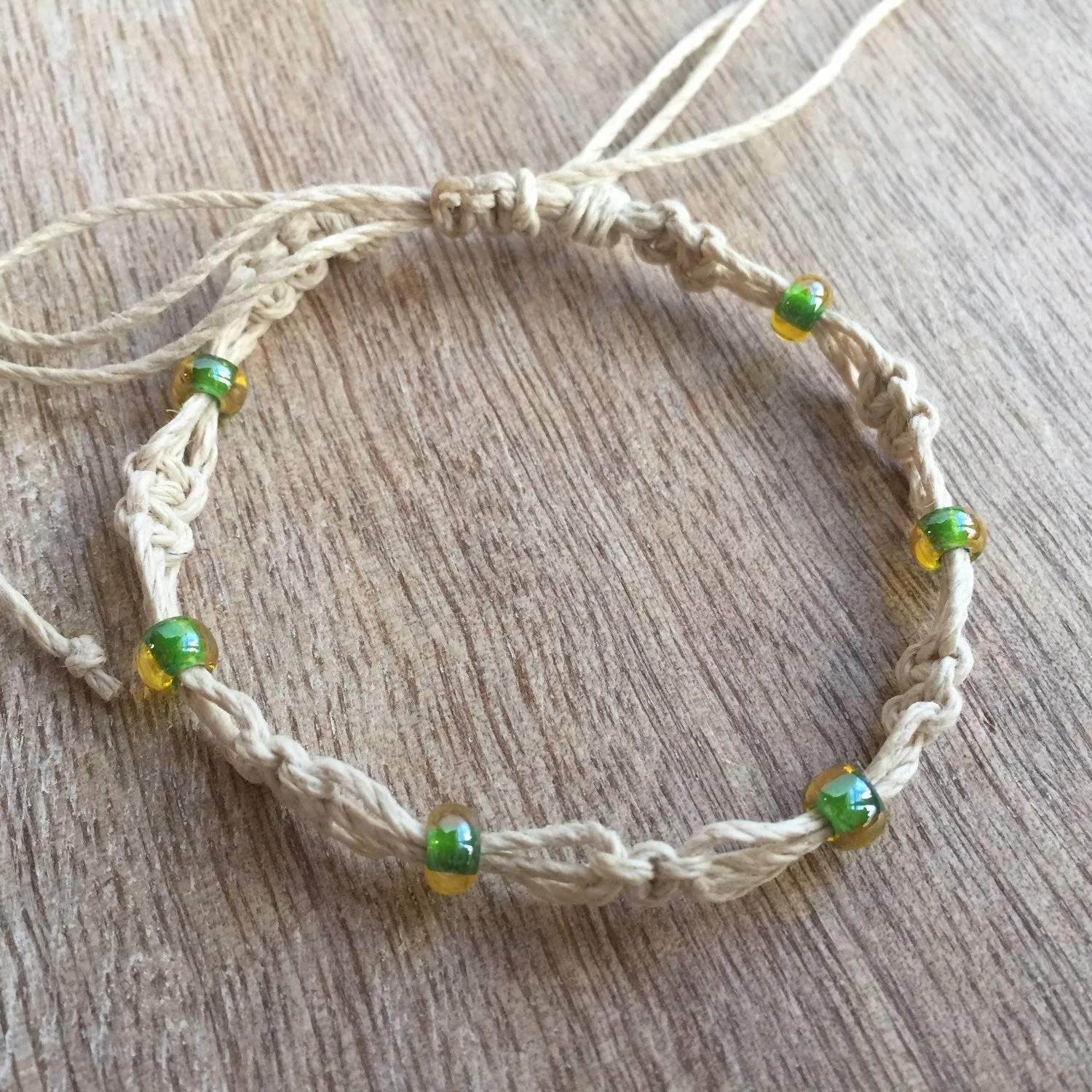 Clearwater Green Bead Hemp Anklet