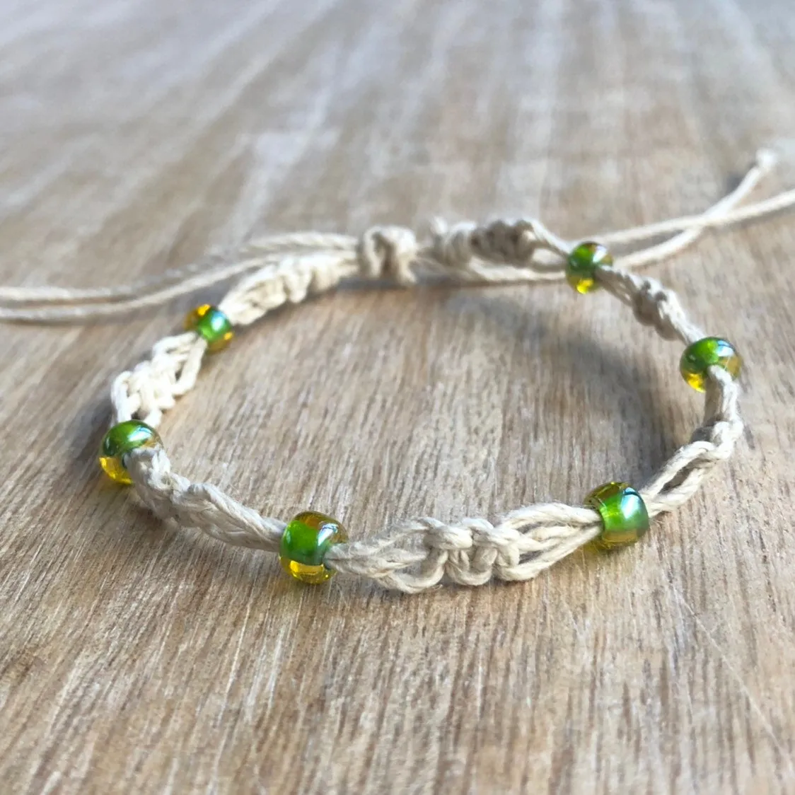 Clearwater Green Bead Hemp Anklet