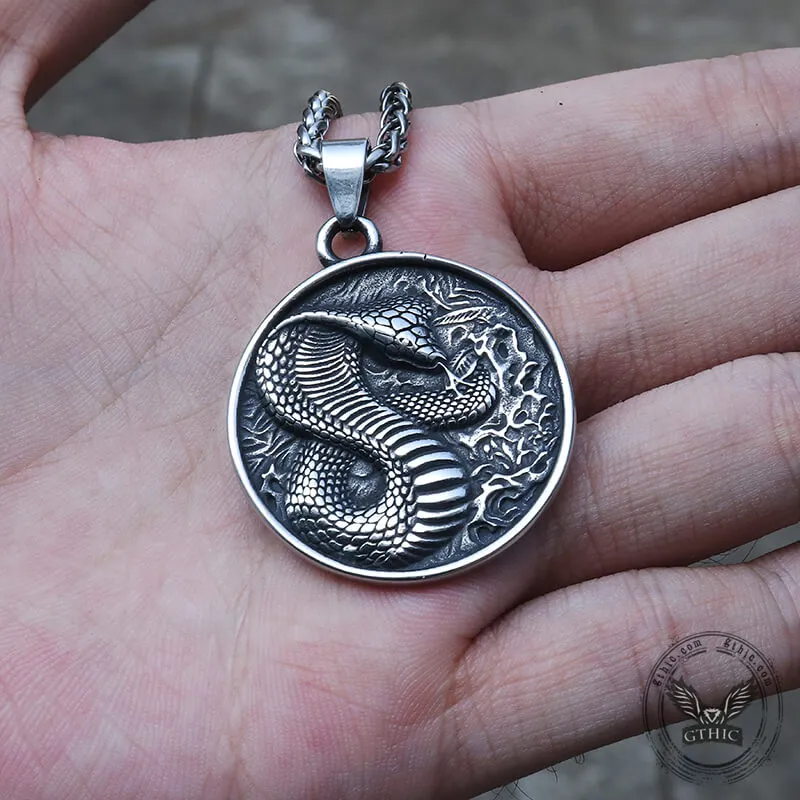 Cobra Stainless Steel Snake Pendant