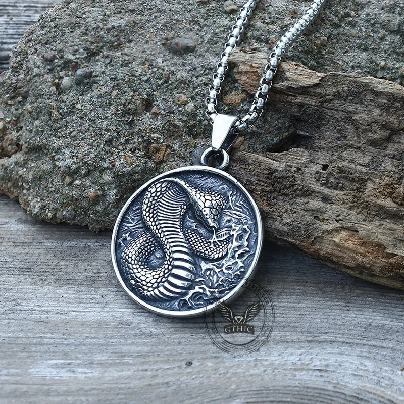 Cobra Stainless Steel Snake Pendant