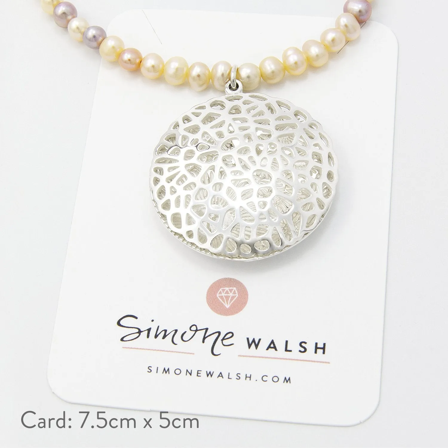 Coral Reef Open Locket on Peach Pearl Necklace