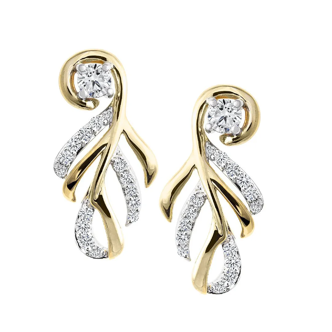 CR-E51782 -10K Yellow Gold 0.12 Ctw Canadian Diamond Unique Earrings