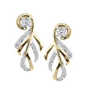 CR-E51782 -10K Yellow Gold 0.12 Ctw Canadian Diamond Unique Earrings