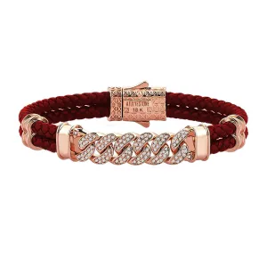 Cuban Links Leather Bracelet - Solid Rose Gold