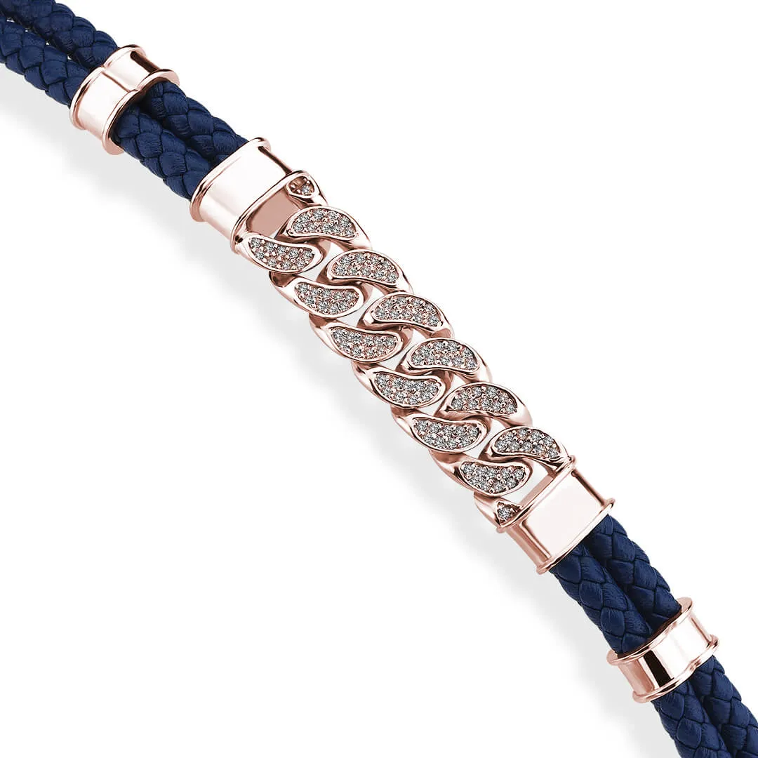 Cuban Links Leather Bracelet - Solid Rose Gold