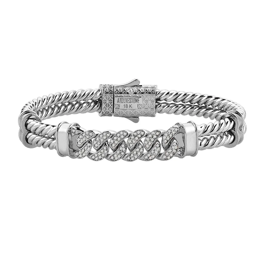 Cuban Links Twined Bangle - Solid Gold
