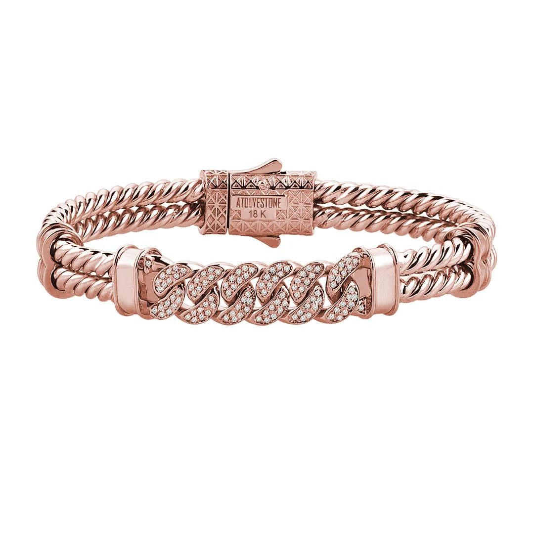 Cuban Links Twined Bangle - Solid Gold