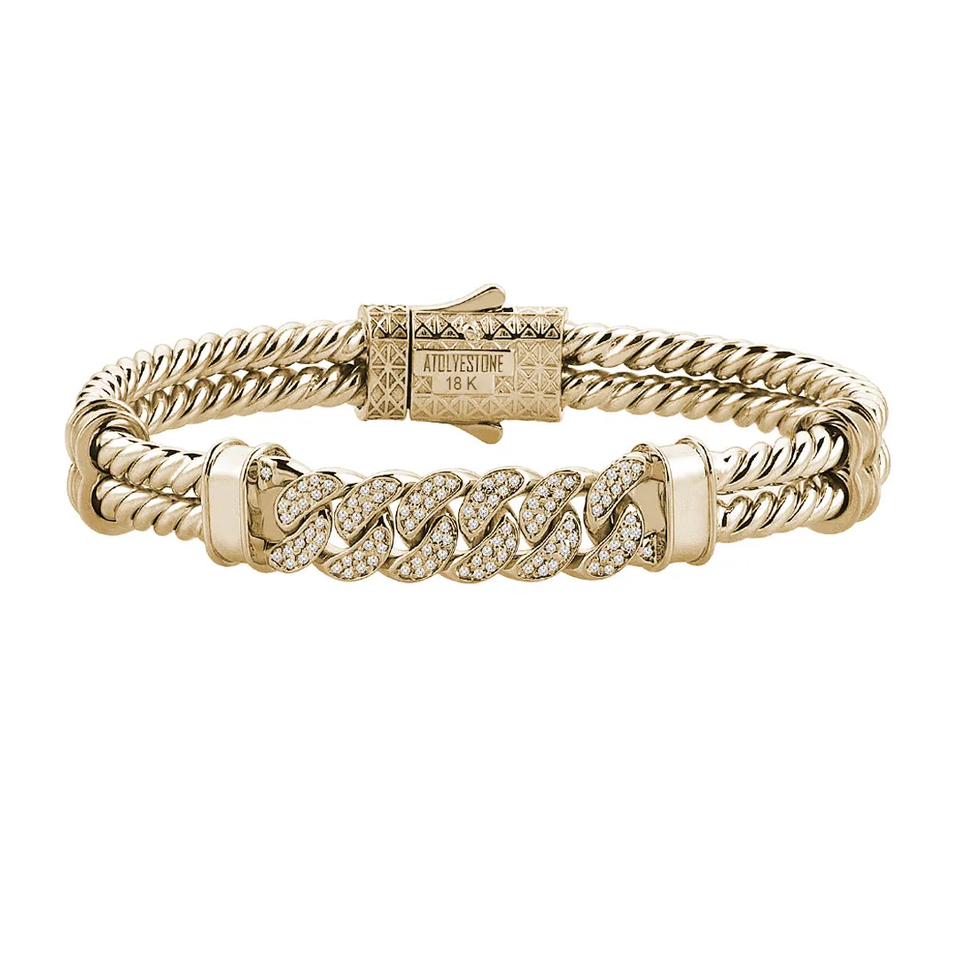Cuban Links Twined Bangle - Solid Gold