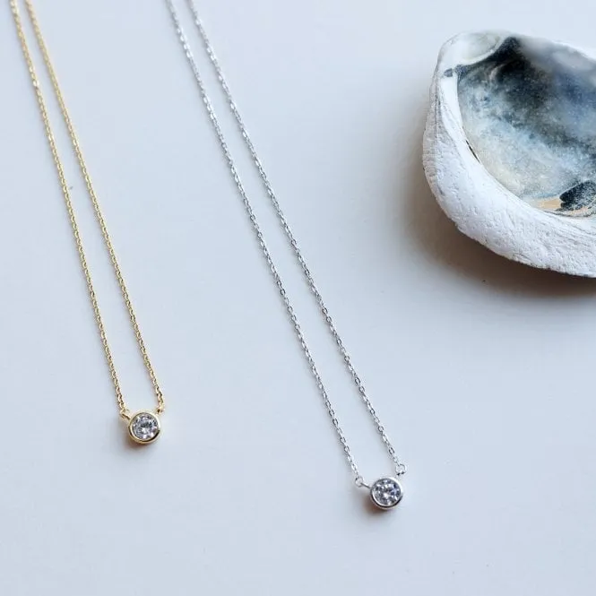 Cubic Zirconia Brilliant Cut Sterling Silver Necklace