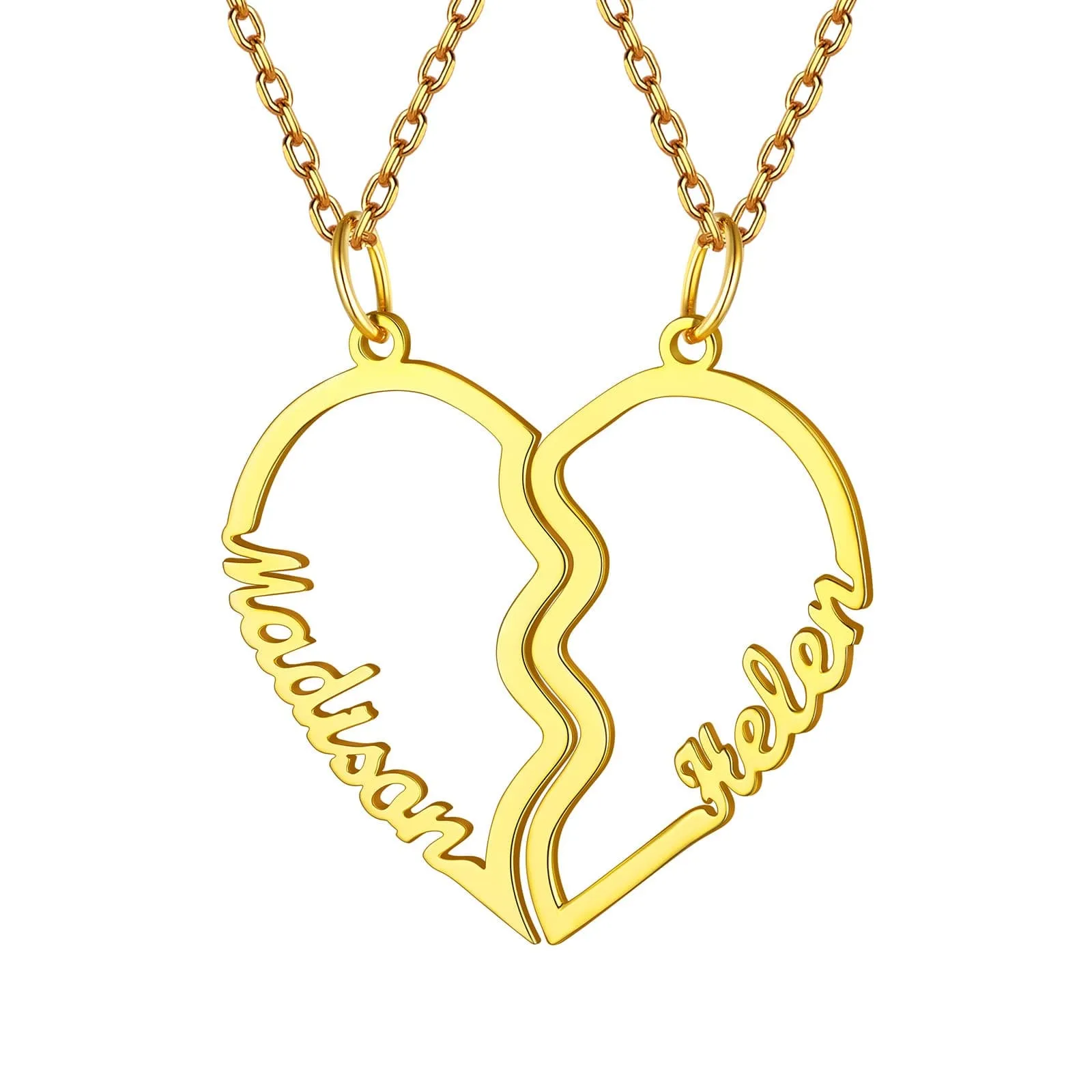 Custom Name Heart Couple Necklaces