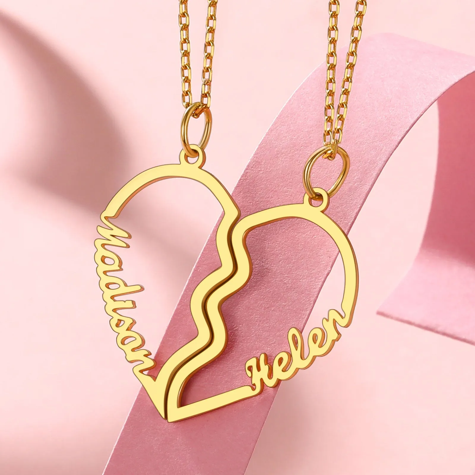 Custom Name Heart Couple Necklaces
