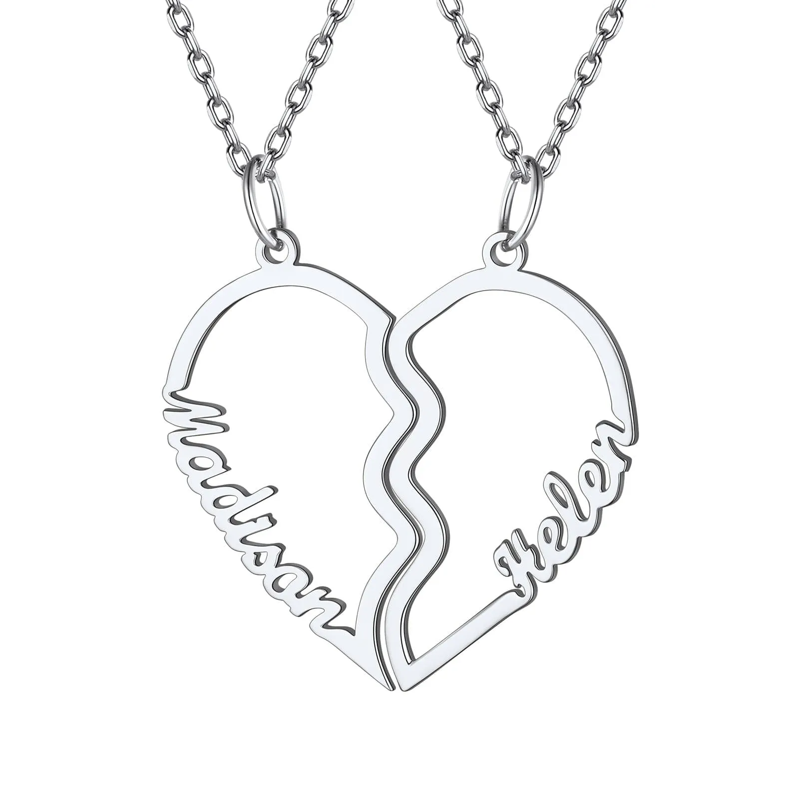 Custom Name Heart Couple Necklaces