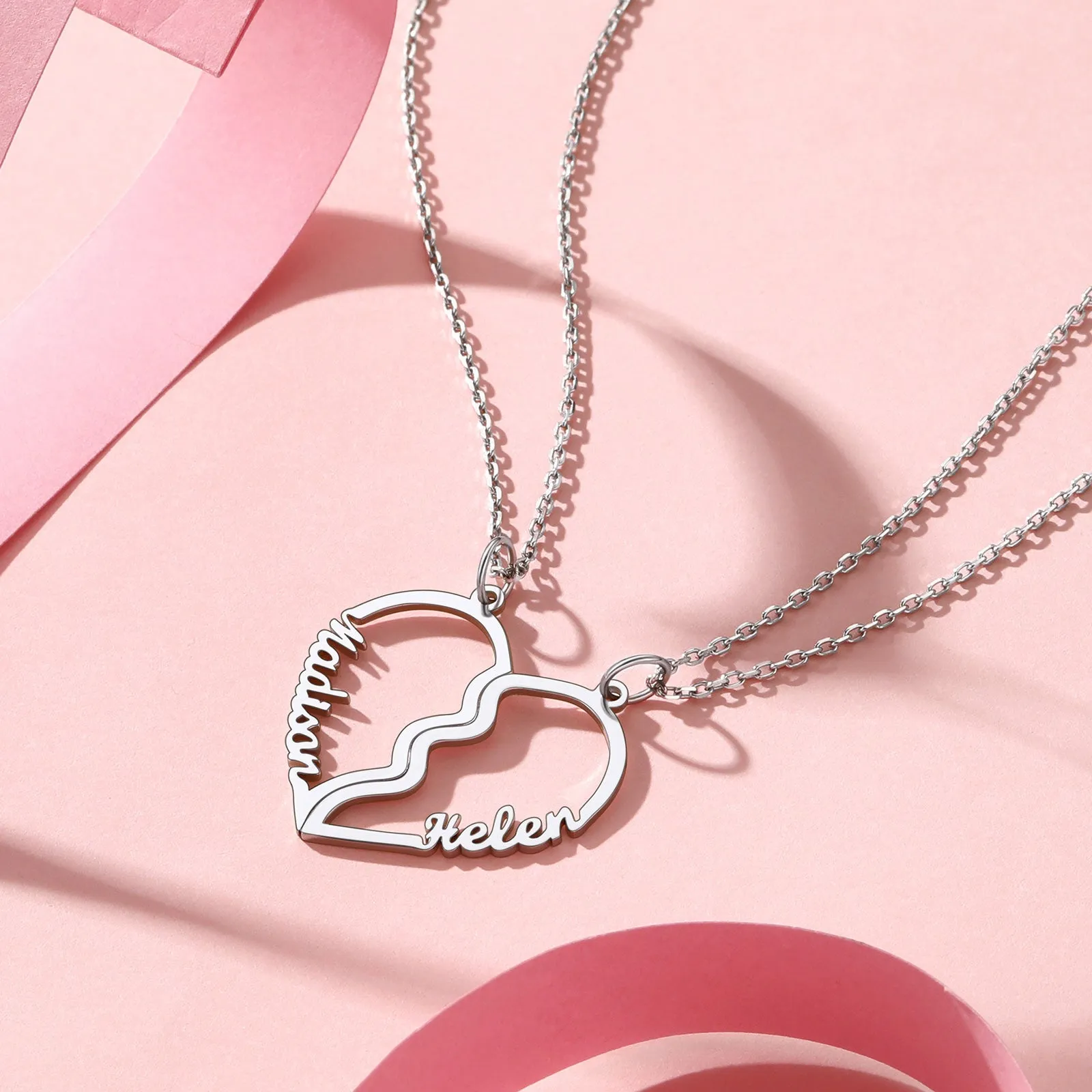 Custom Name Heart Couple Necklaces