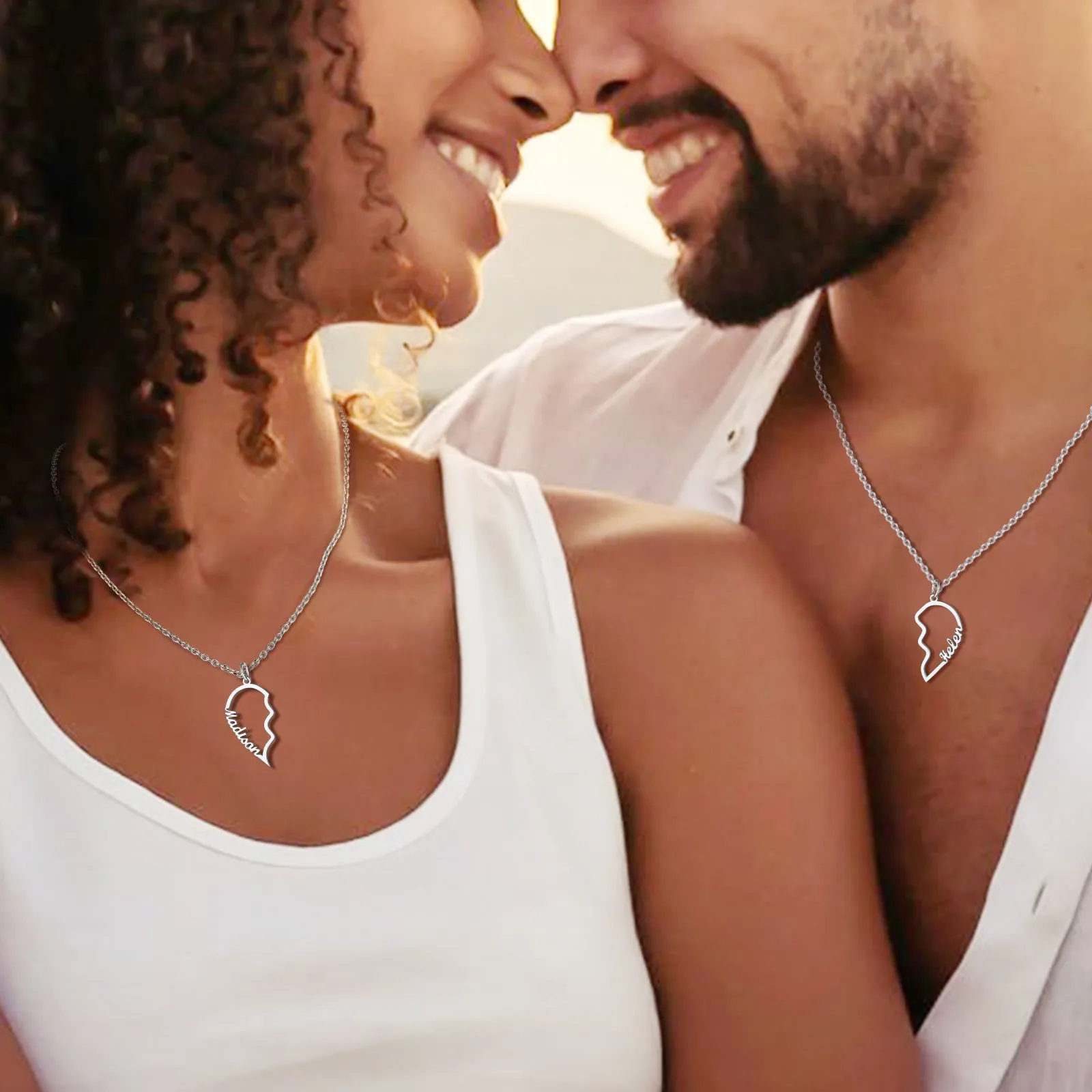 Custom Name Heart Couple Necklaces