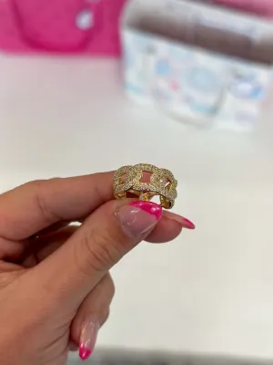 CZ Braided Chain Ring