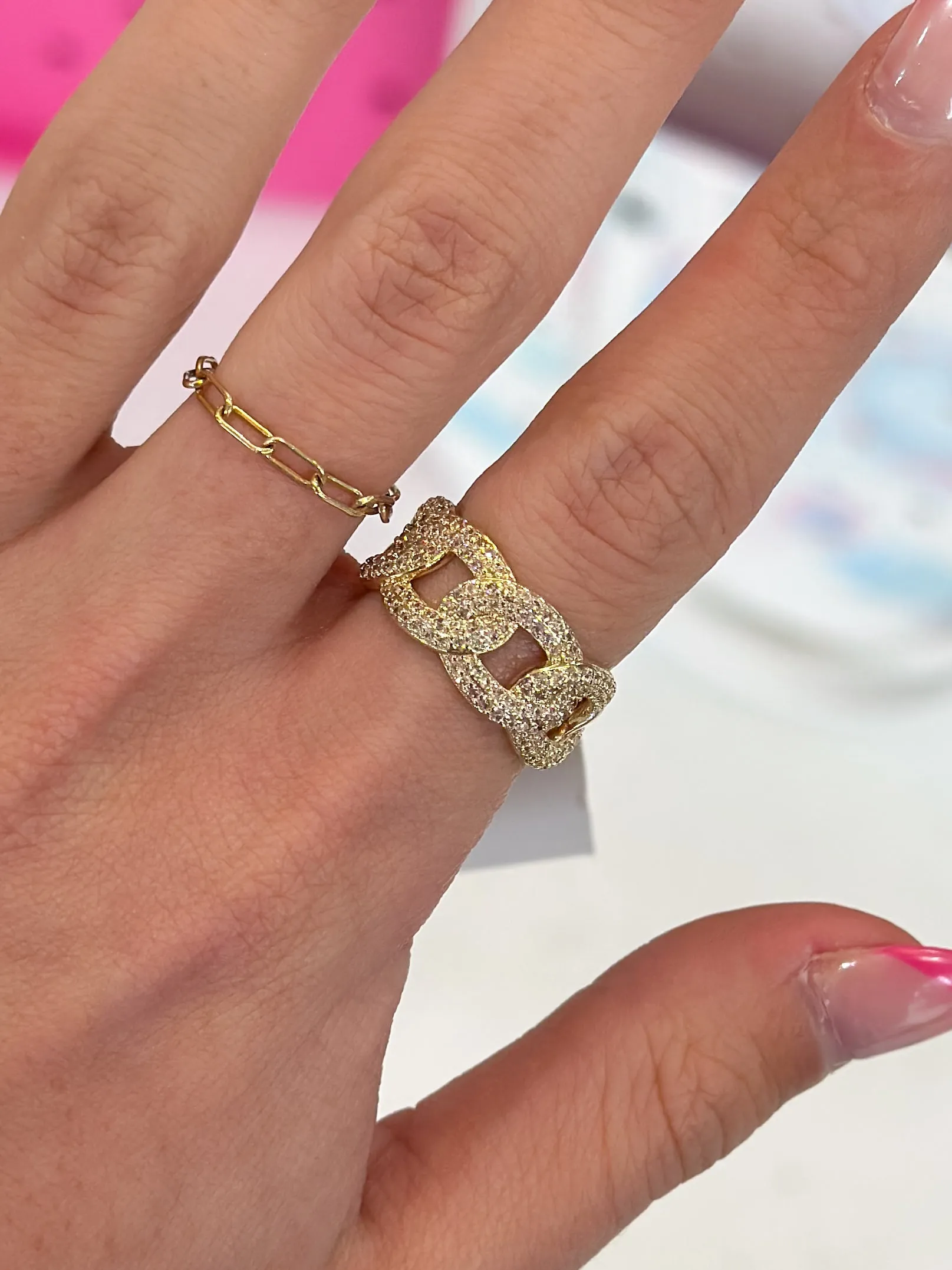 CZ Braided Chain Ring