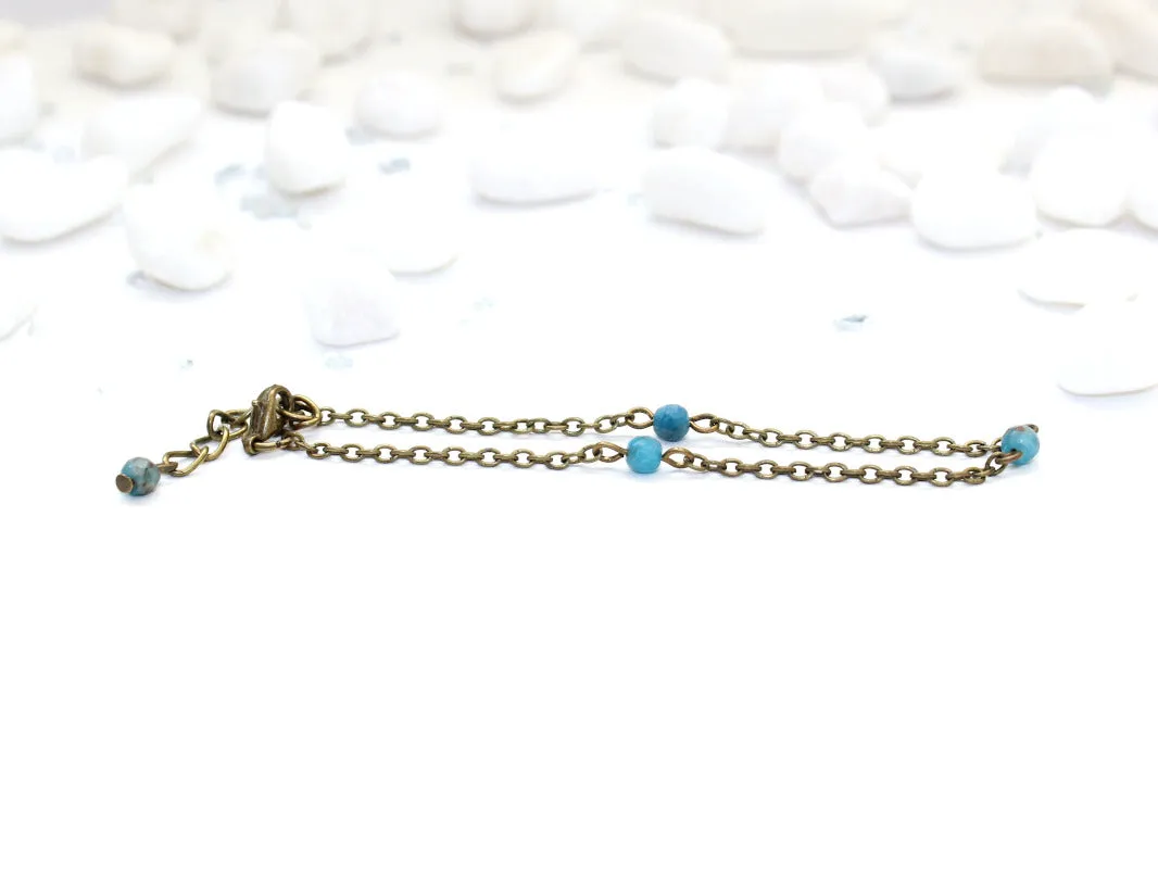 Dainty Beaded Apatite Anklet