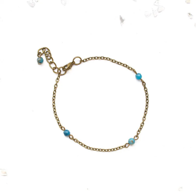 Dainty Beaded Apatite Anklet