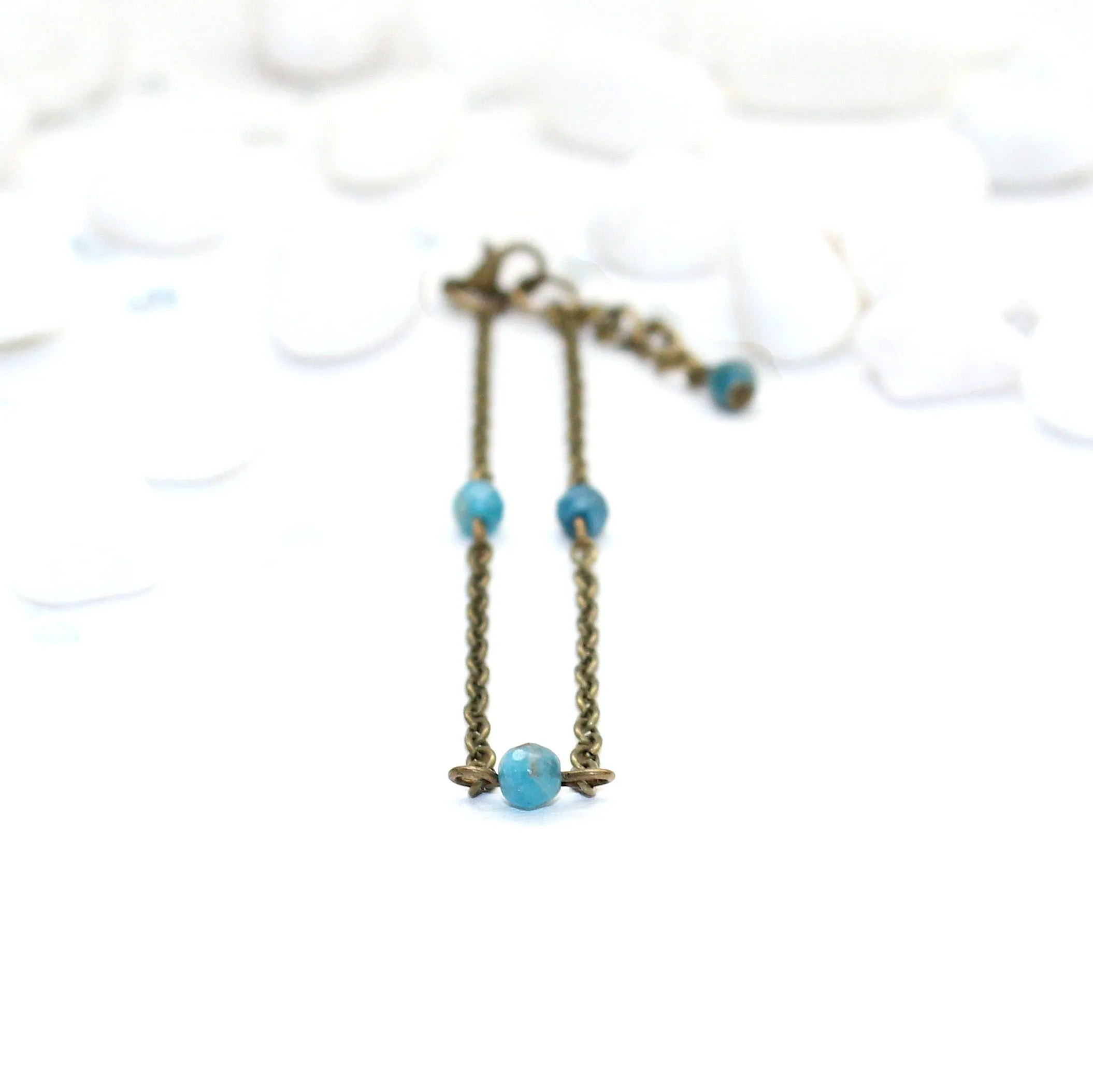 Dainty Beaded Apatite Anklet