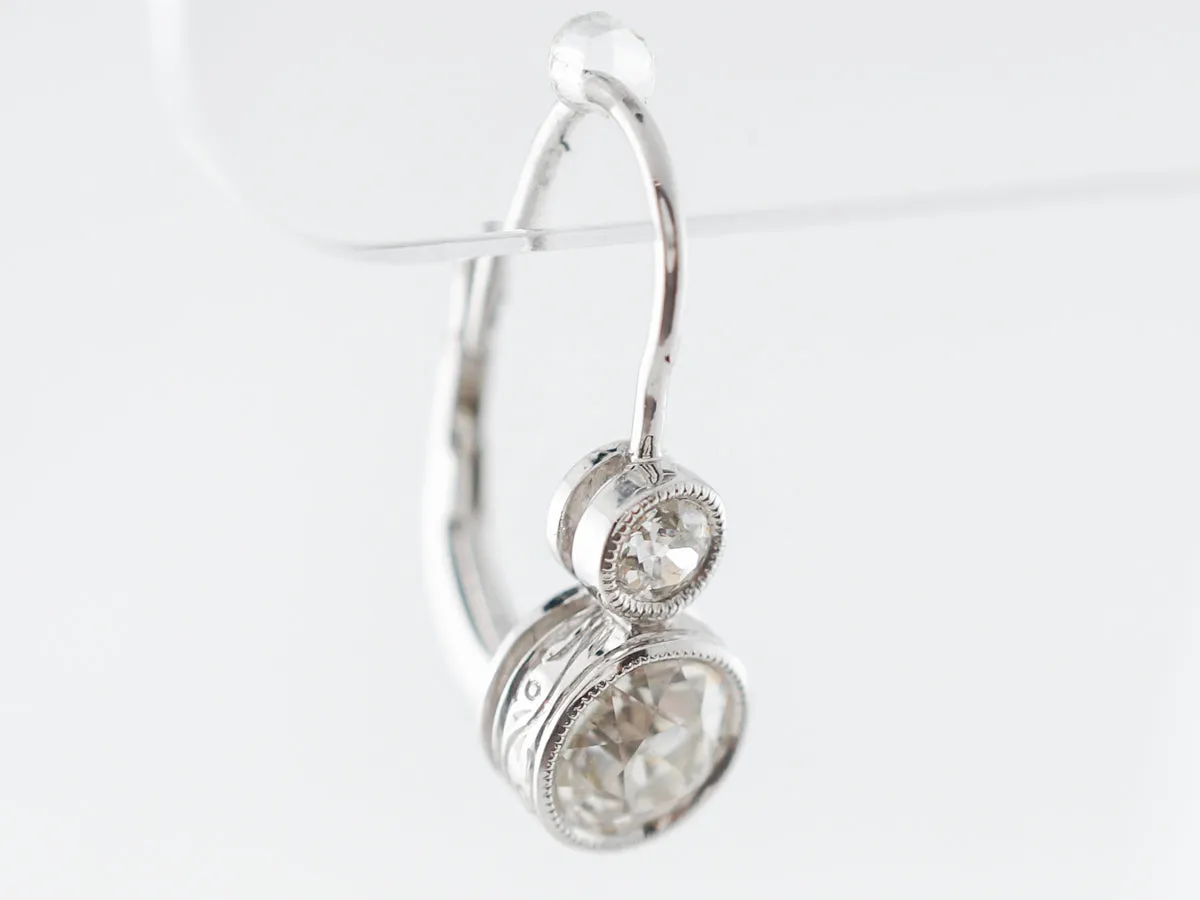Deco Style Diamond Earrings 1 Carat in Platinum