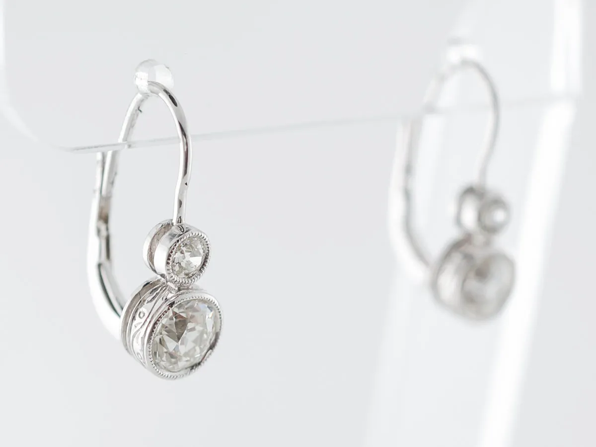 Deco Style Diamond Earrings 1 Carat in Platinum