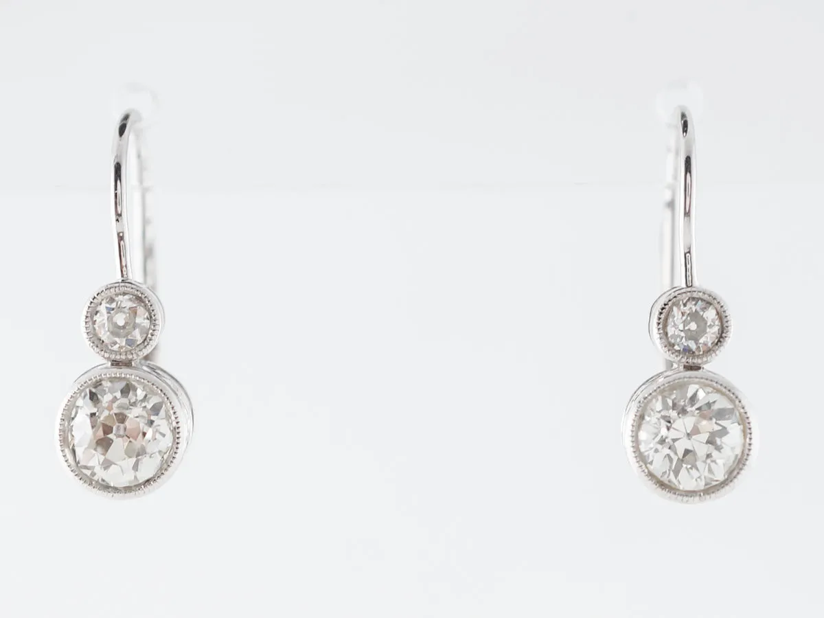 Deco Style Diamond Earrings 1 Carat in Platinum