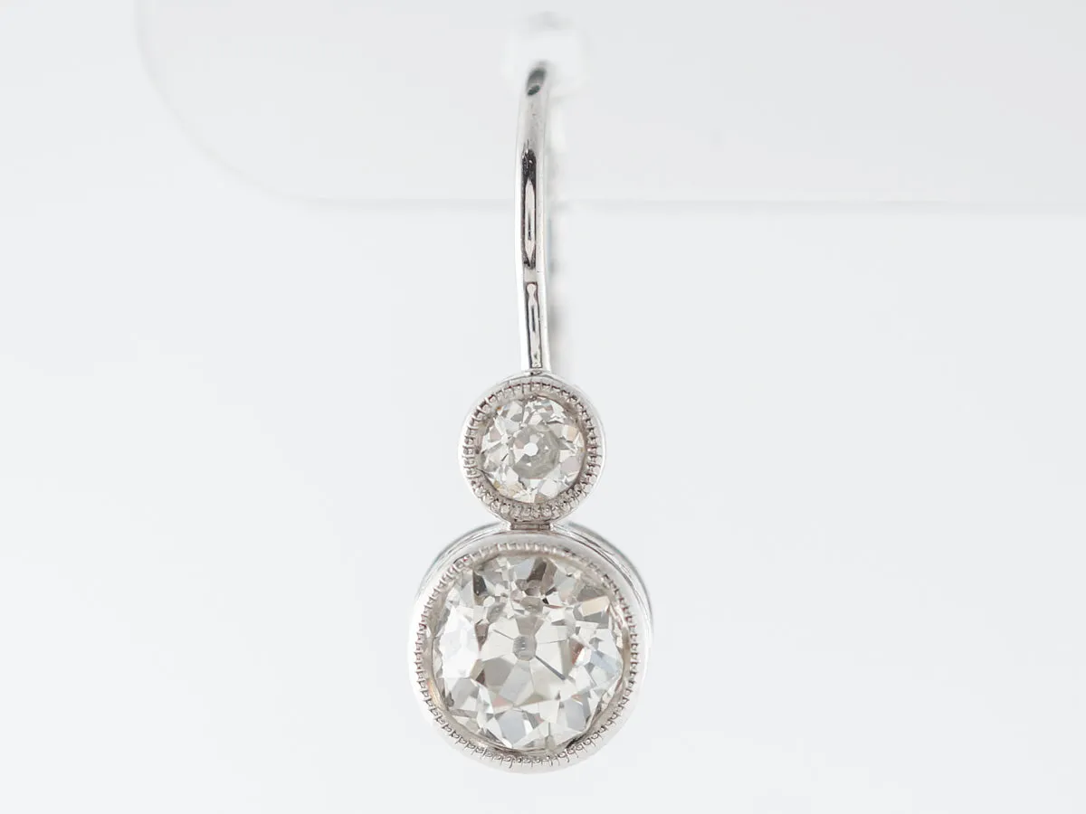 Deco Style Diamond Earrings 1 Carat in Platinum