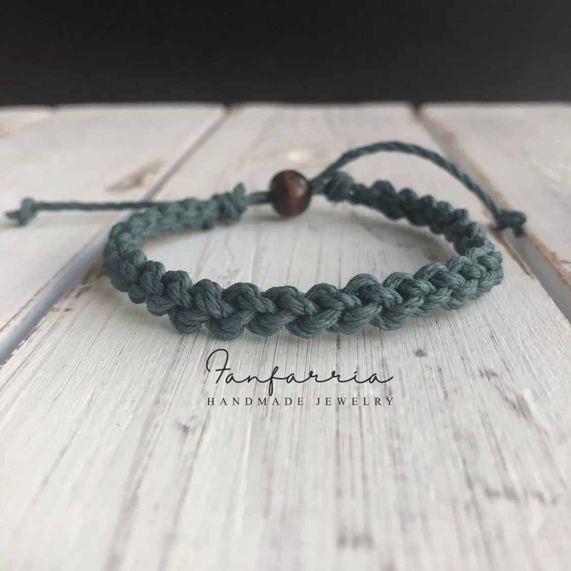Destin, Deep Teal Macrame Bracelet Anklet