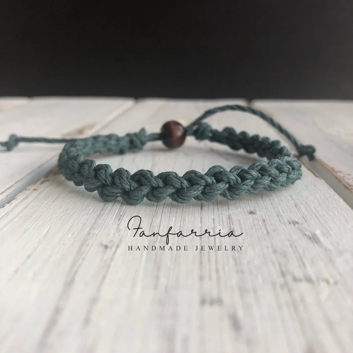 Destin, Deep Teal Macrame Bracelet Anklet