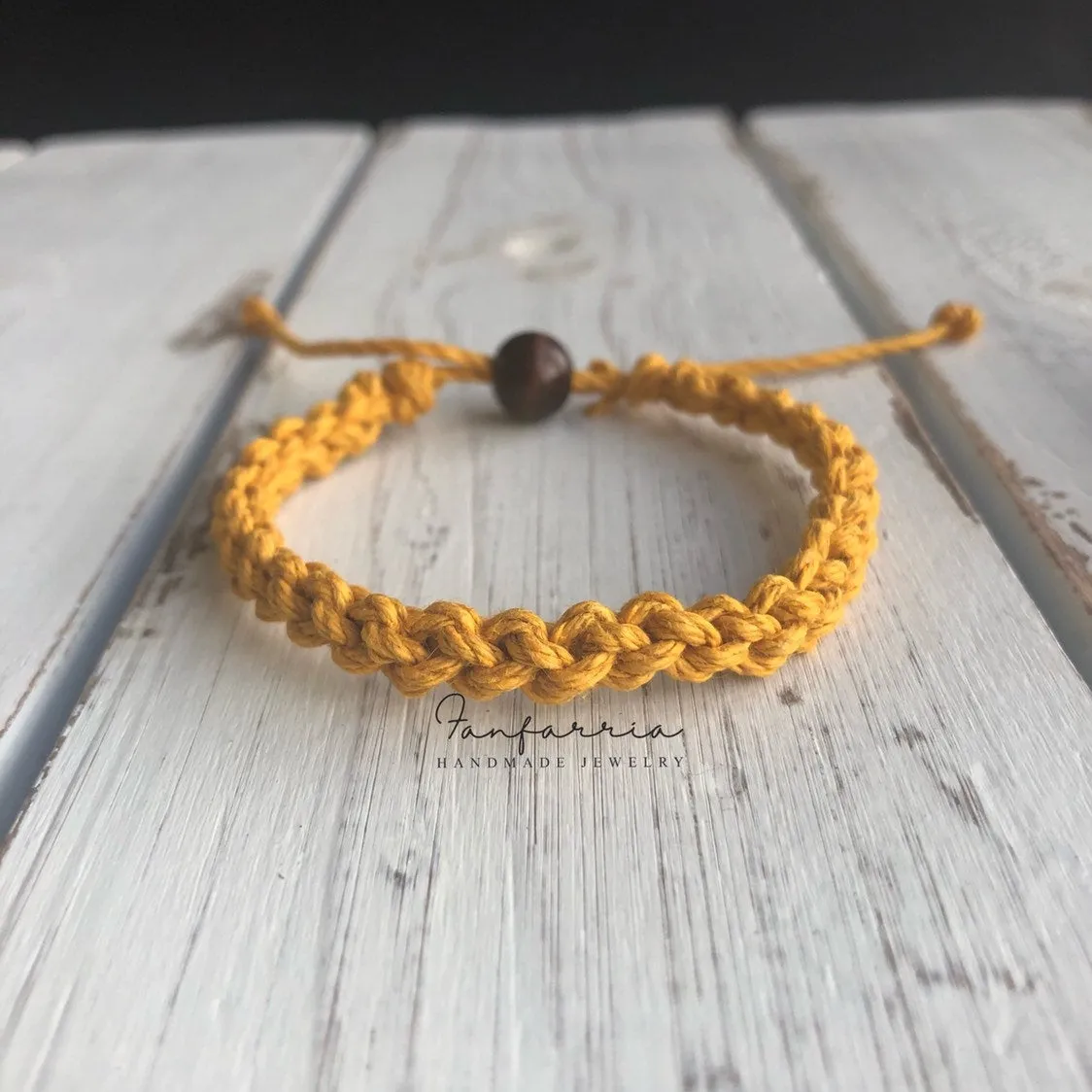 Destin Golden Yellow Macrame Bracelet Anklet