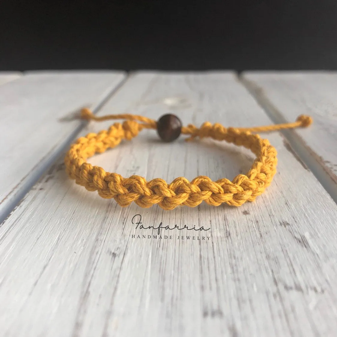Destin Golden Yellow Macrame Bracelet Anklet