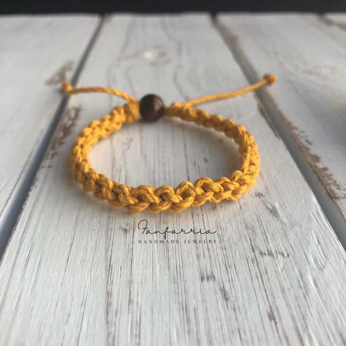 Destin Golden Yellow Macrame Bracelet Anklet