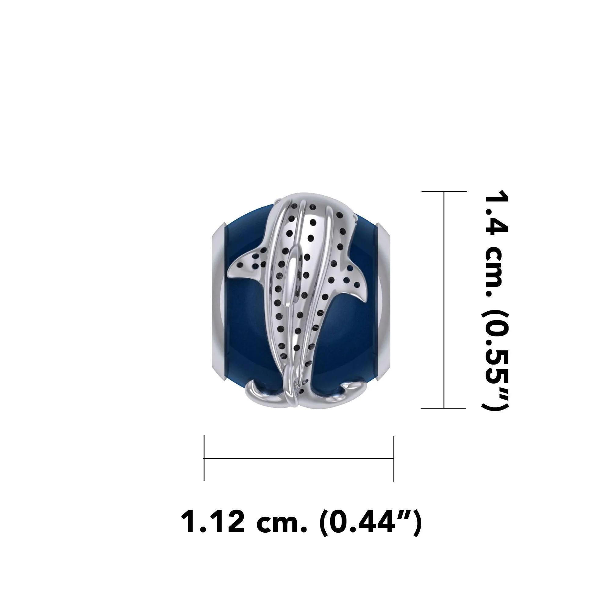 DiveSilver Whale Shark Silver Bead with Navy Blue Enamel