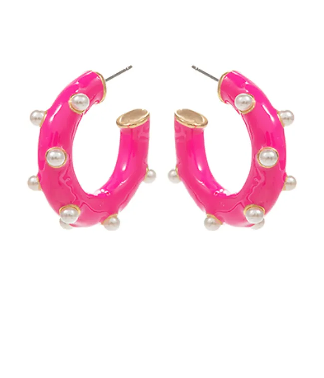 Dotted Pearl Hoops