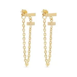Double Bar Cable Chain Stud Drop