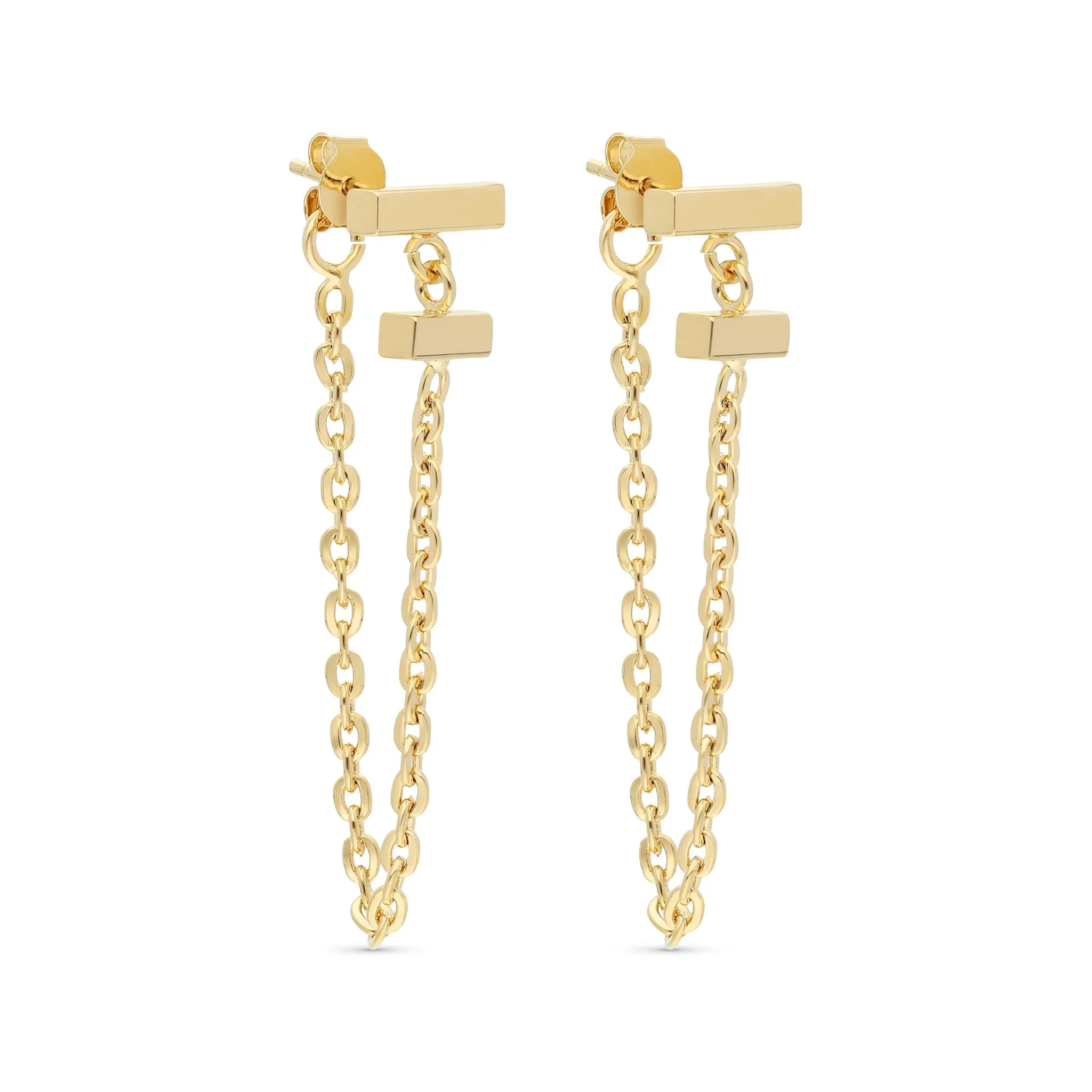 Double Bar Cable Chain Stud Drop