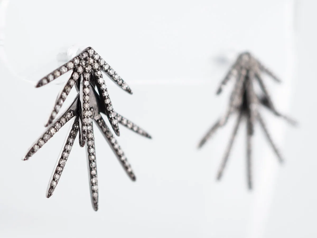 Earrings Modern .71 Single Cut Diamonds in Sterling Silver