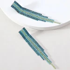 Elegant Fshion Crystal Tassel Chain Long Hanging Earrings For Women