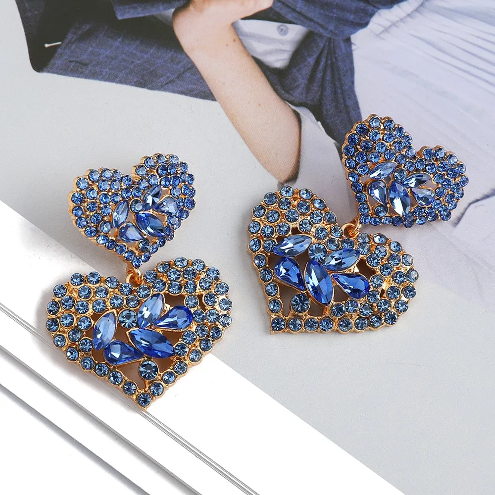 Elegant Sweet Modern Double Heart Dangle Earrings For Women