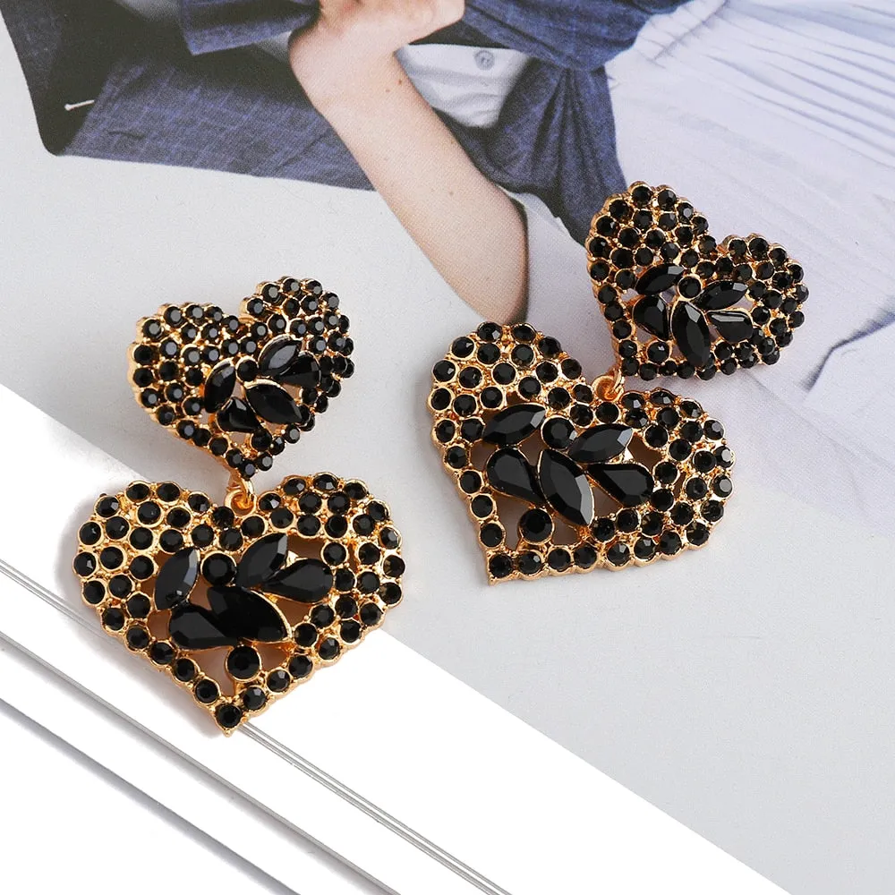 Elegant Sweet Modern Double Heart Dangle Earrings For Women